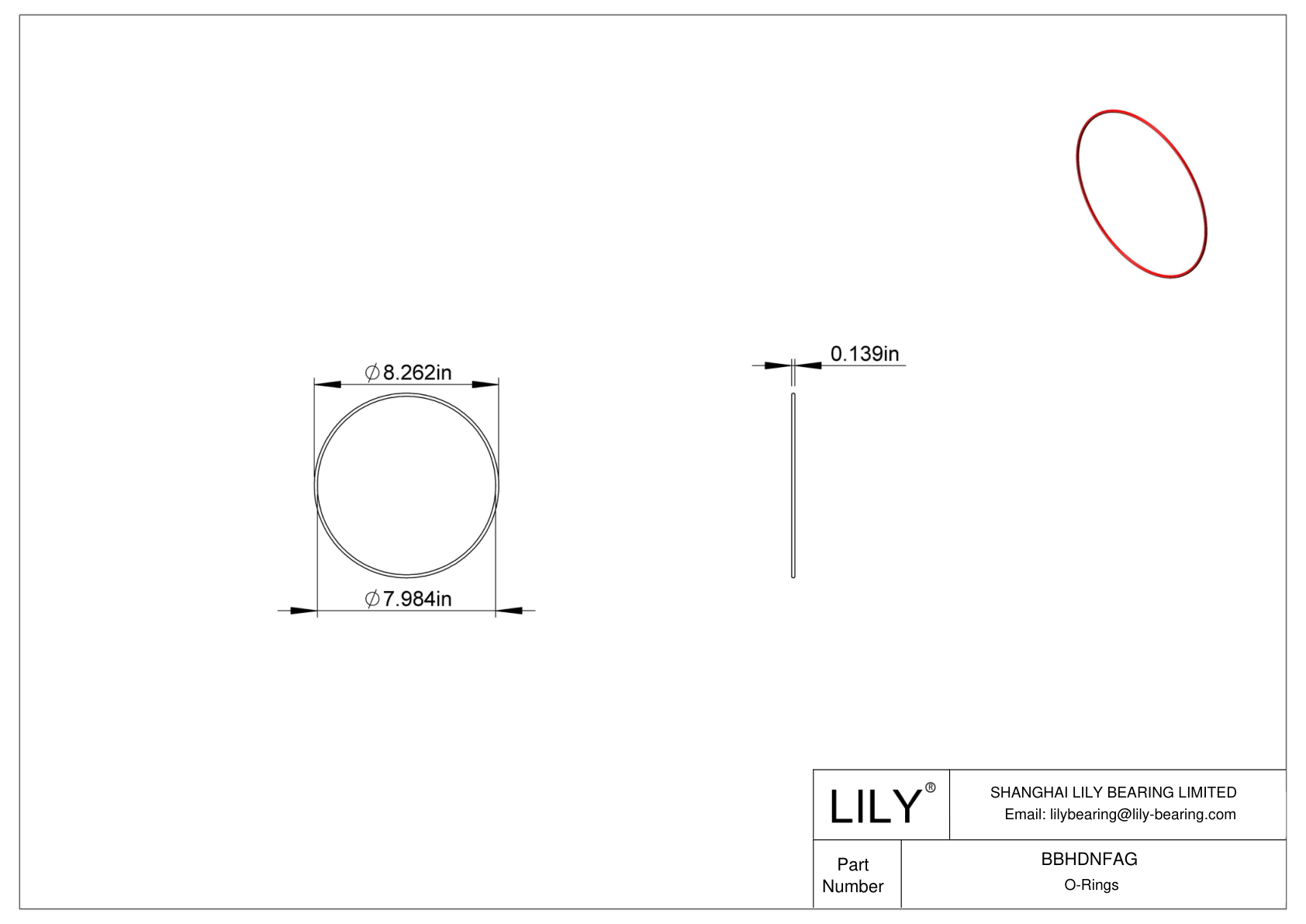 BBHDNFAG High Temperature O-Rings Round cad drawing