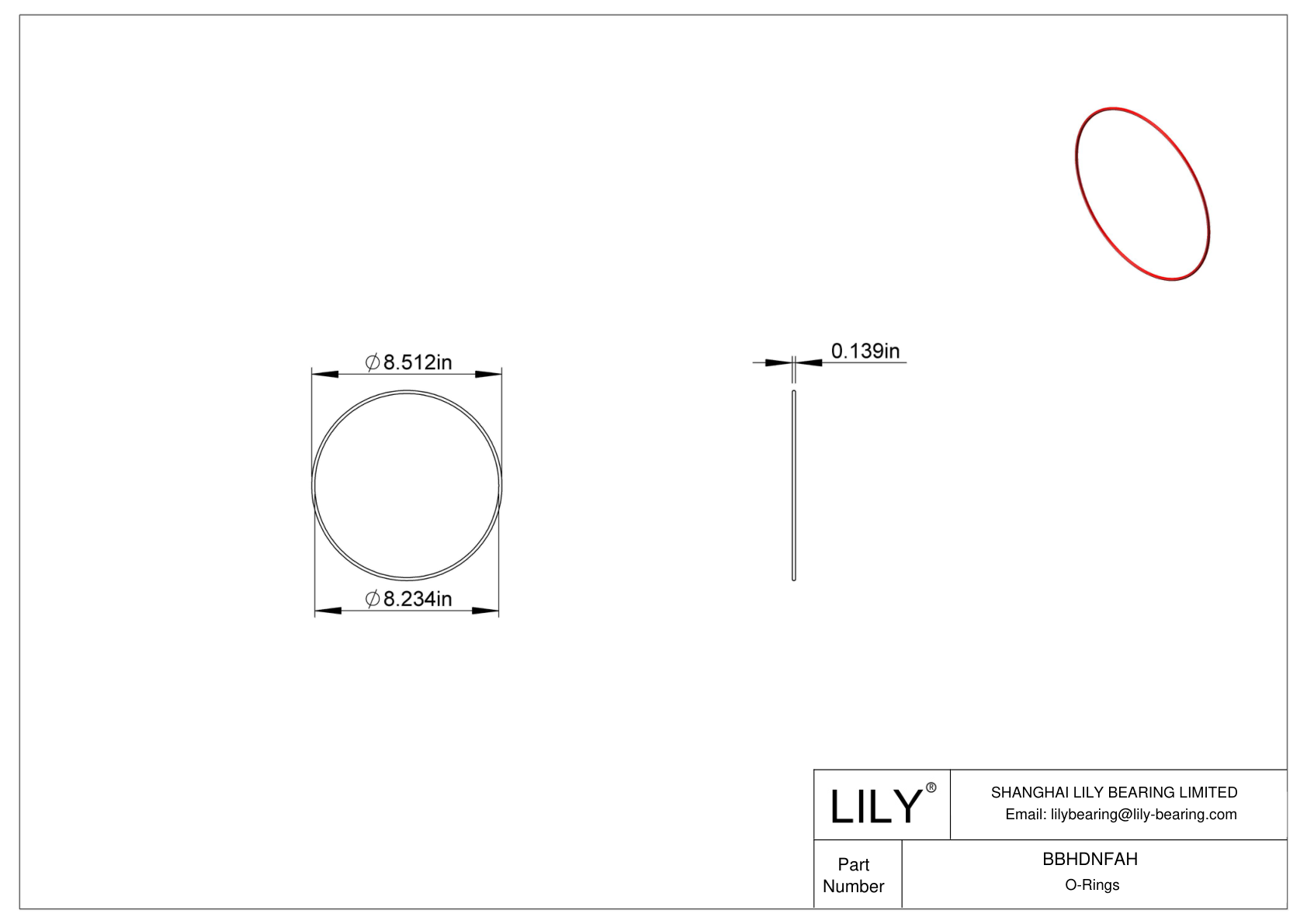 BBHDNFAH High Temperature O-Rings Round cad drawing