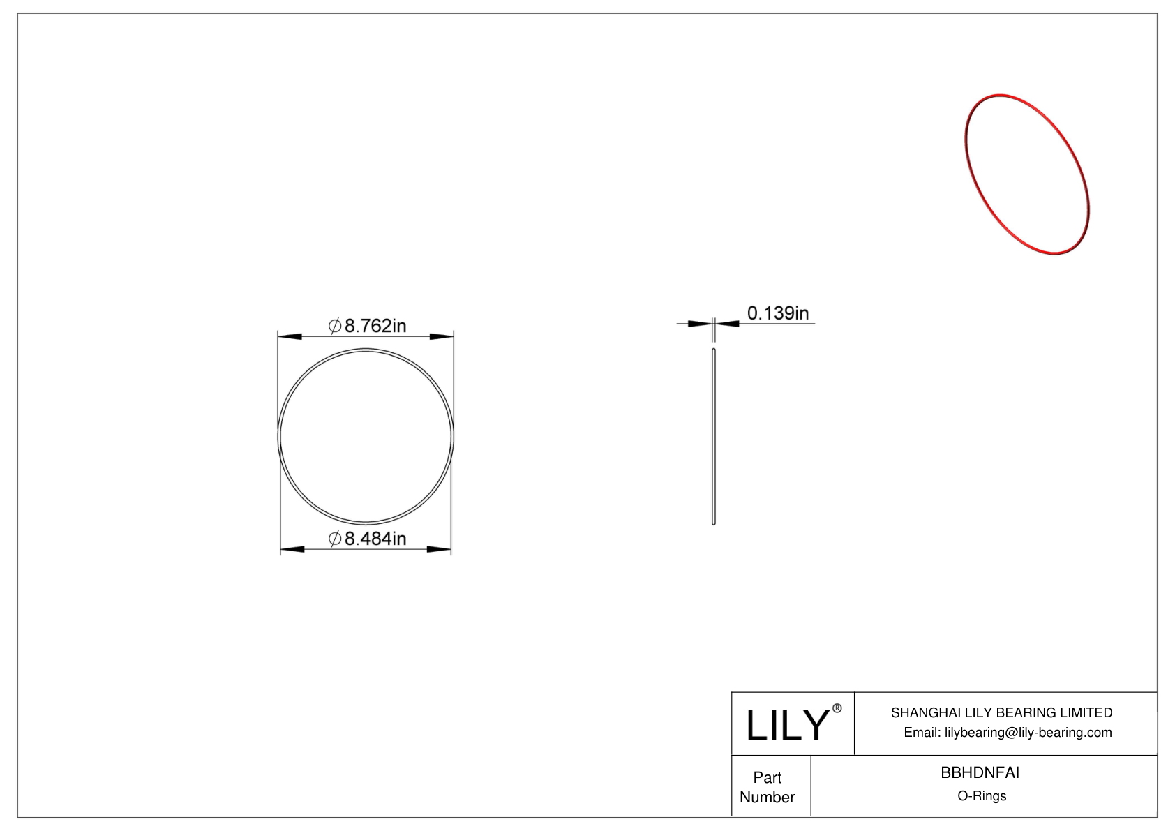 BBHDNFAI High Temperature O-Rings Round cad drawing