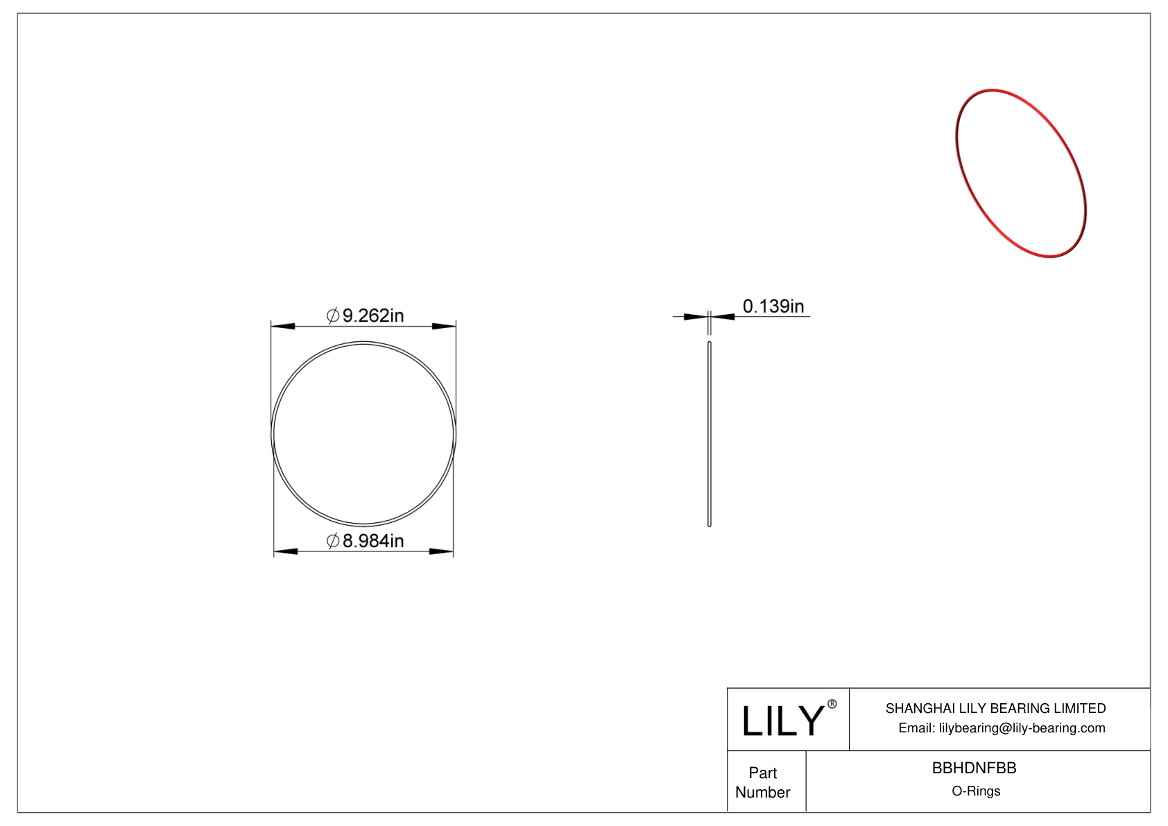 BBHDNFBB High Temperature O-Rings Round cad drawing
