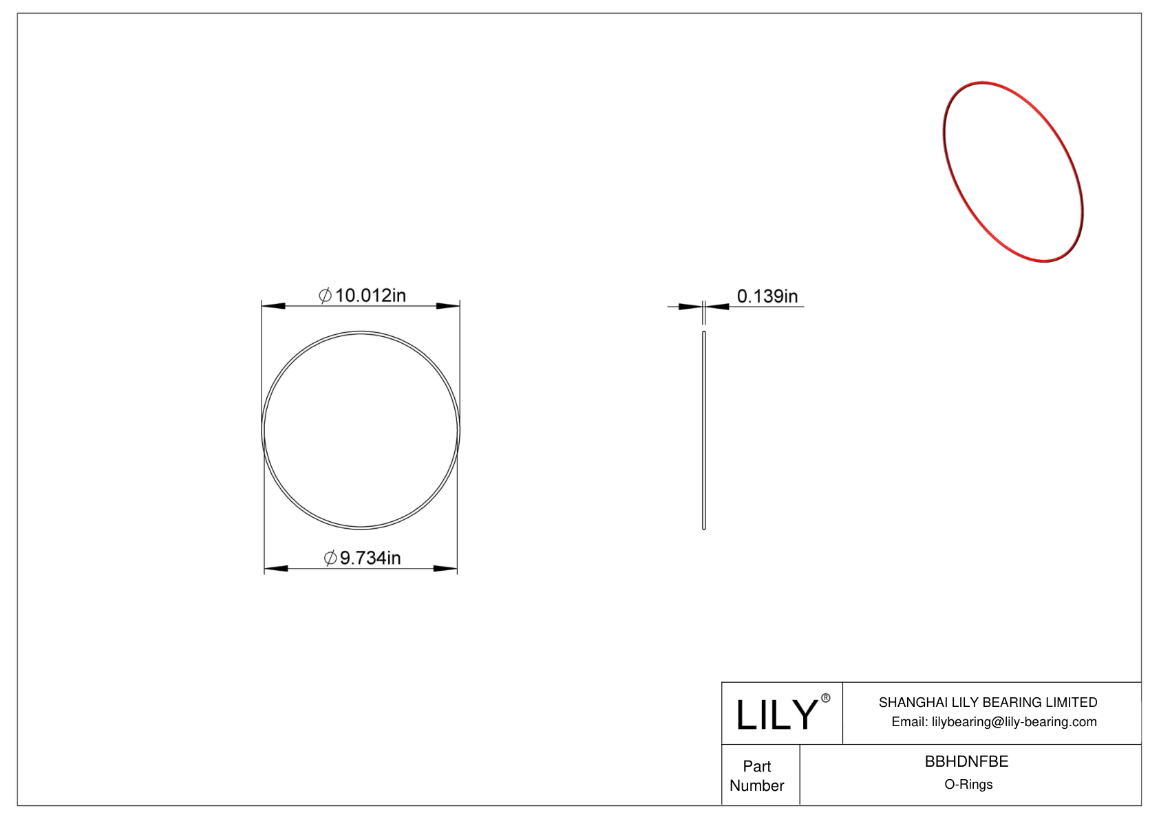 BBHDNFBE High Temperature O-Rings Round cad drawing