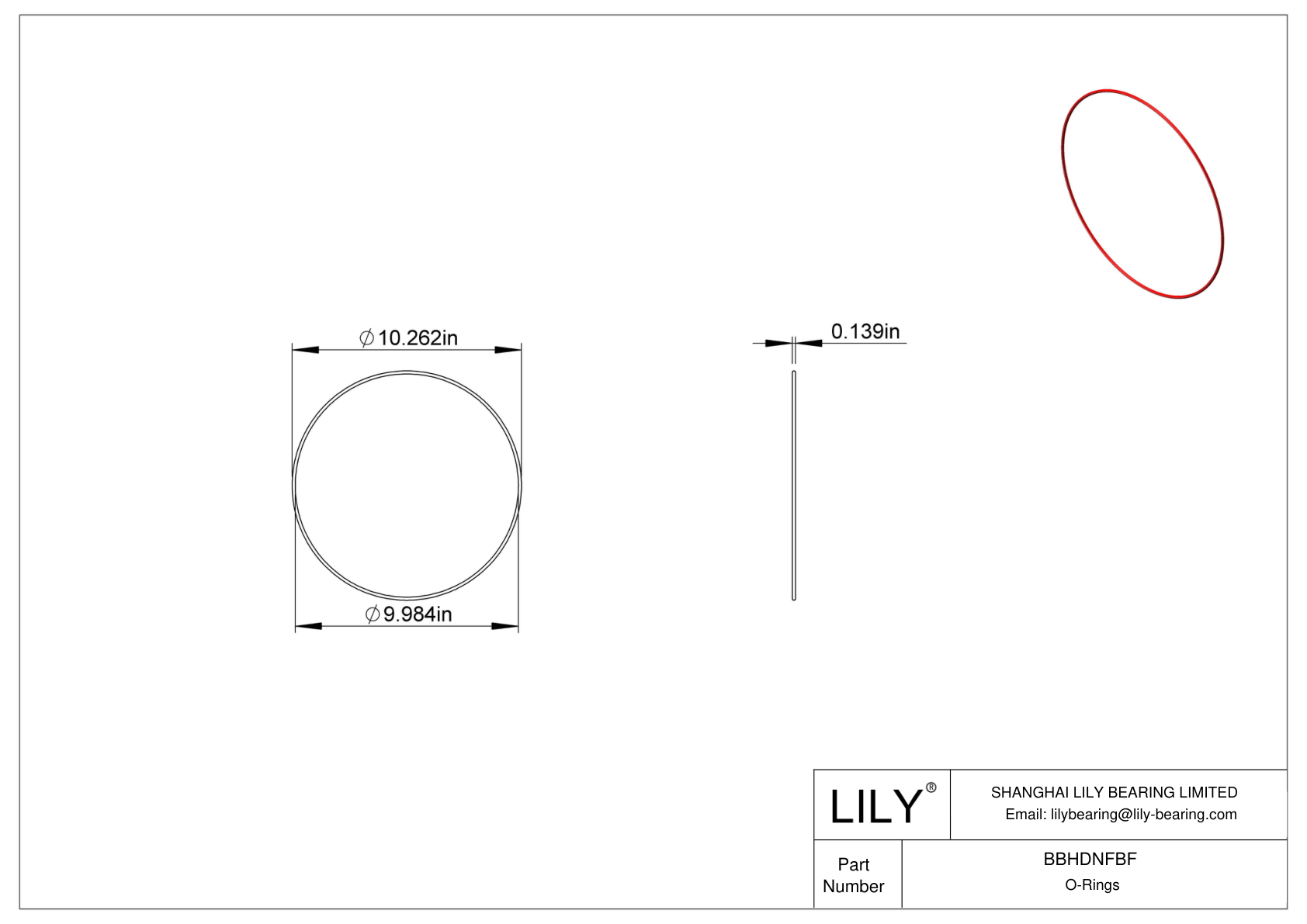 BBHDNFBF High Temperature O-Rings Round cad drawing