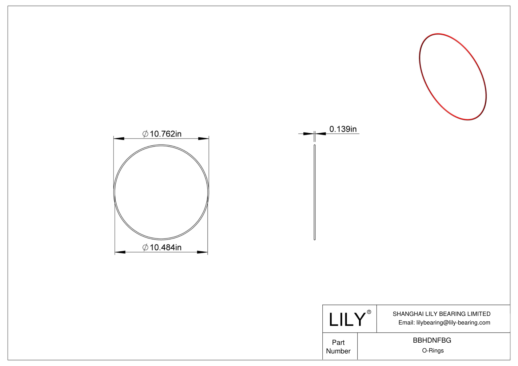 BBHDNFBG High Temperature O-Rings Round cad drawing