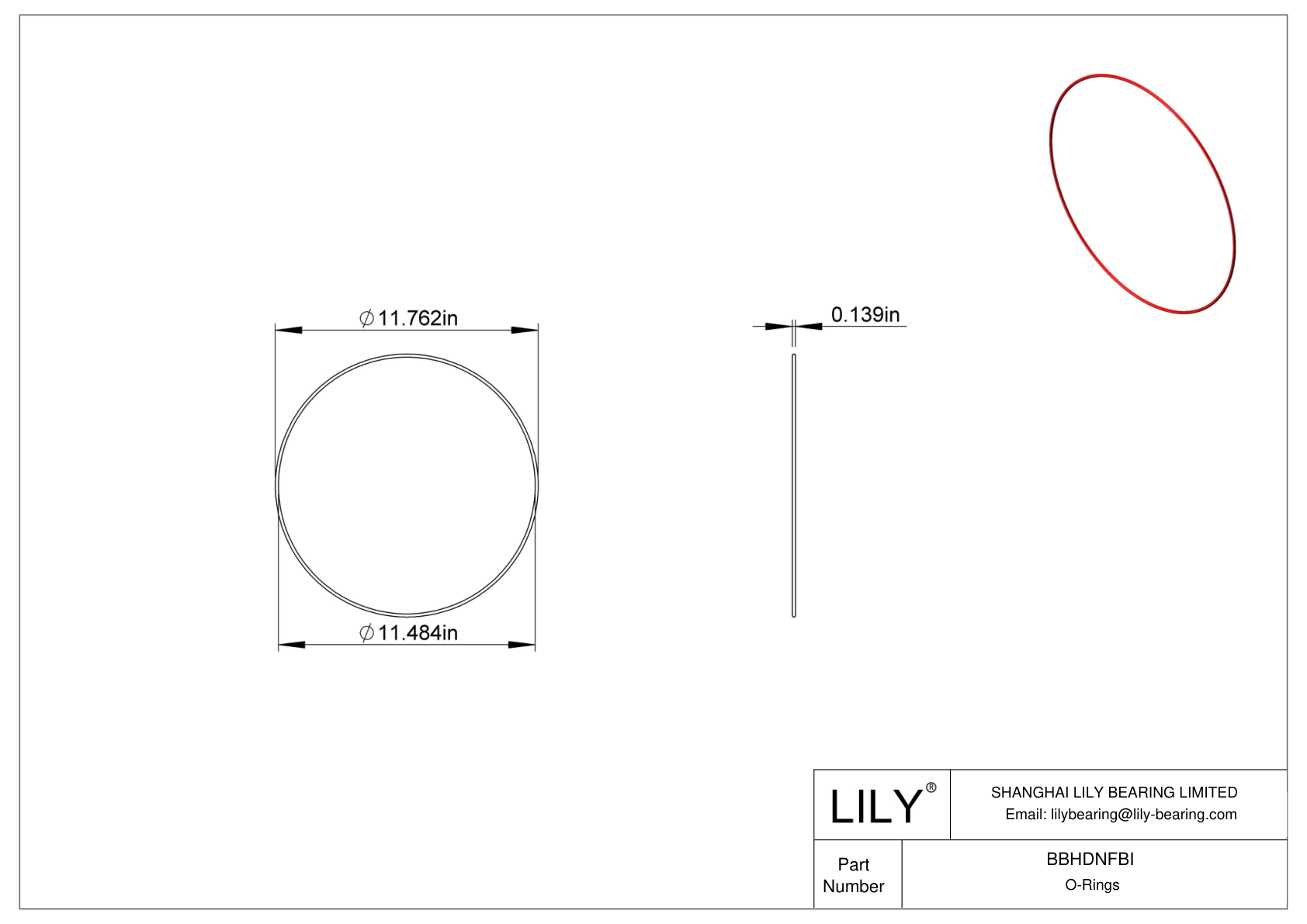 BBHDNFBI High Temperature O-Rings Round cad drawing