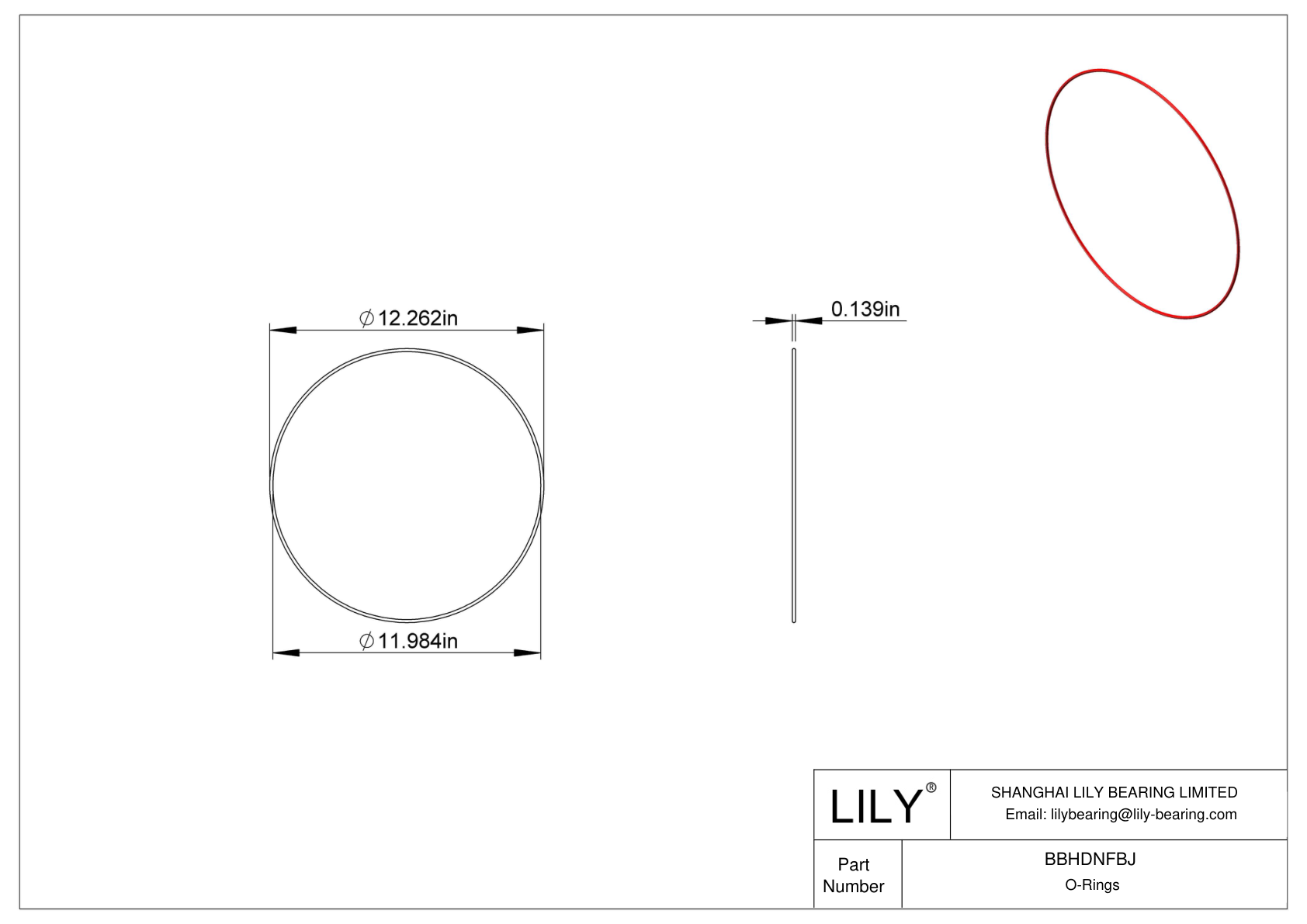 BBHDNFBJ High Temperature O-Rings Round cad drawing