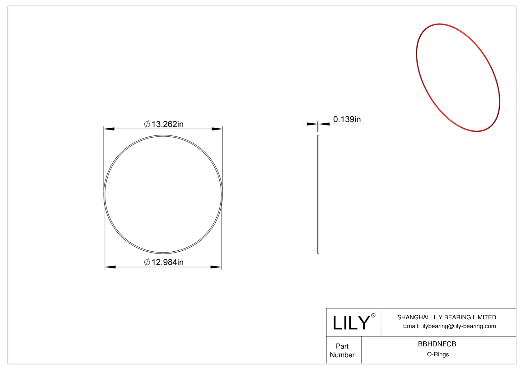 BBHDNFCB High Temperature O-Rings Round cad drawing