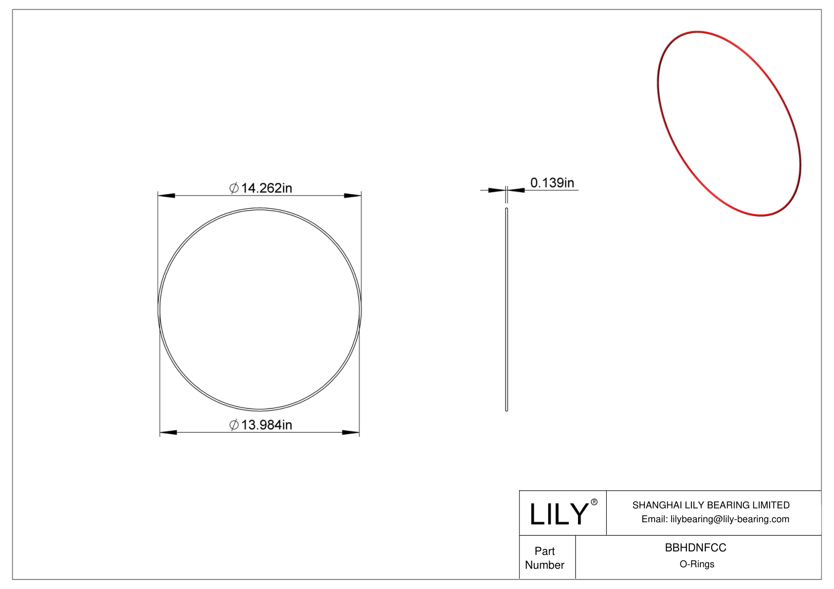 BBHDNFCC High Temperature O-Rings Round cad drawing