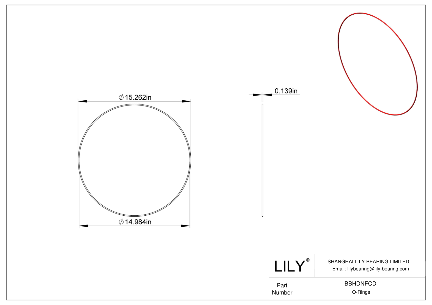 BBHDNFCD High Temperature O-Rings Round cad drawing