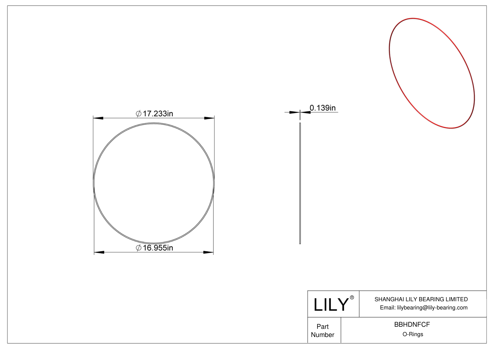 BBHDNFCF High Temperature O-Rings Round cad drawing