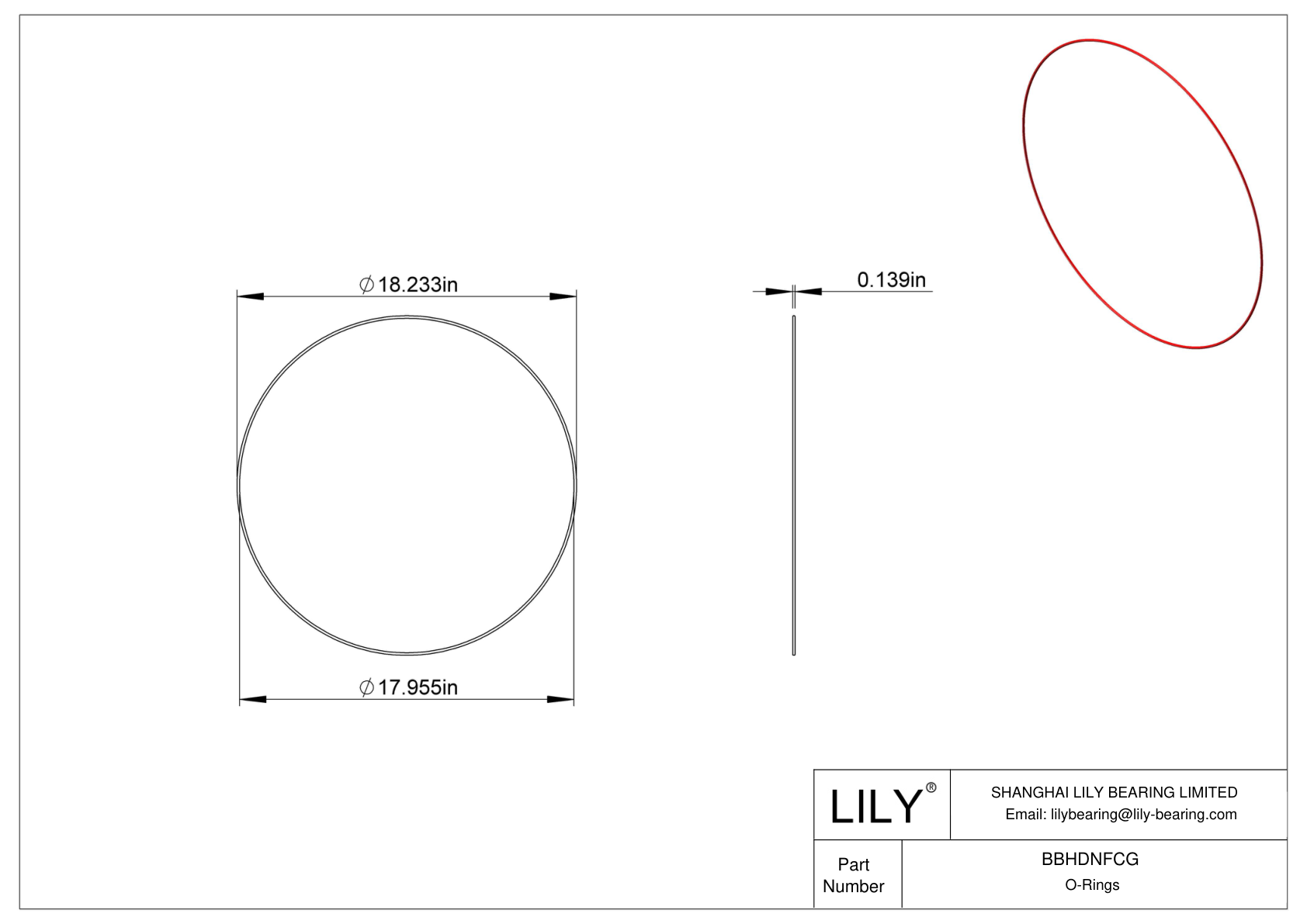 BBHDNFCG High Temperature O-Rings Round cad drawing