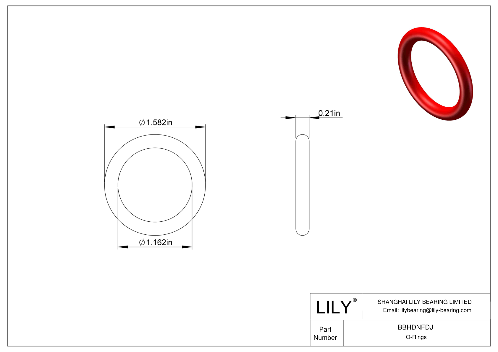 BBHDNFDJ High Temperature O-Rings Round cad drawing