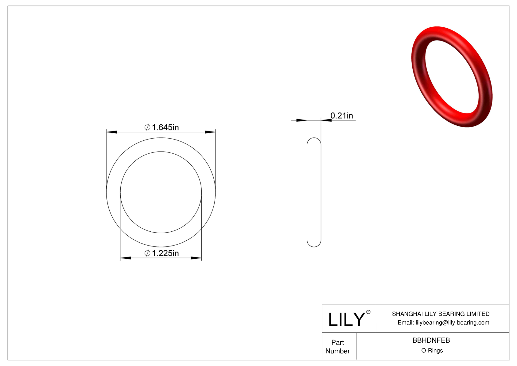 BBHDNFEB High Temperature O-Rings Round cad drawing