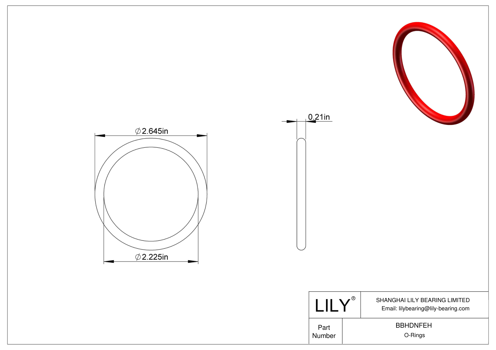 BBHDNFEH High Temperature O-Rings Round cad drawing