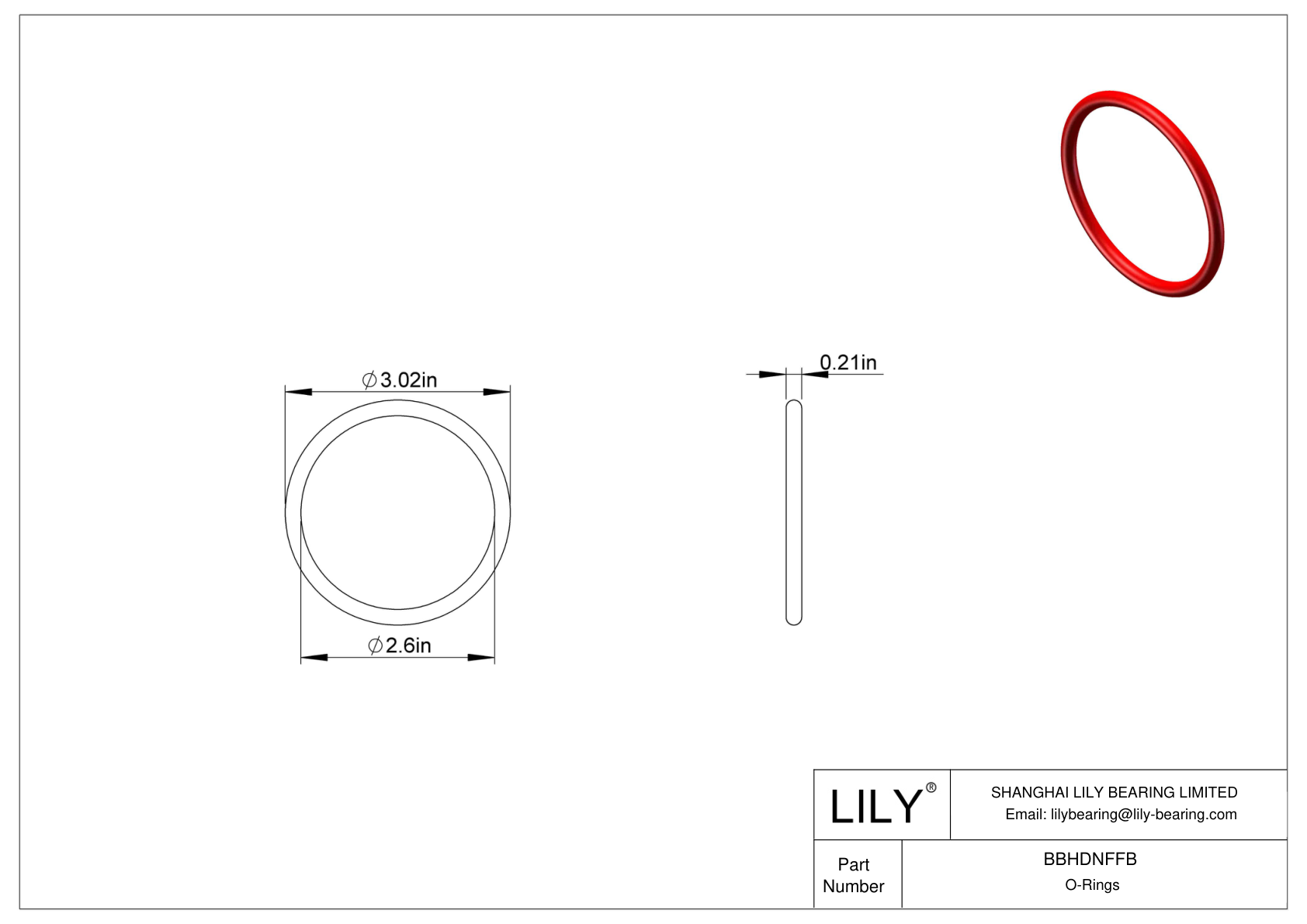 BBHDNFFB High Temperature O-Rings Round cad drawing