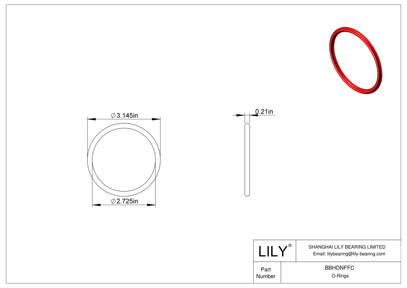BBHDNFFC High Temperature O-Rings Round cad drawing