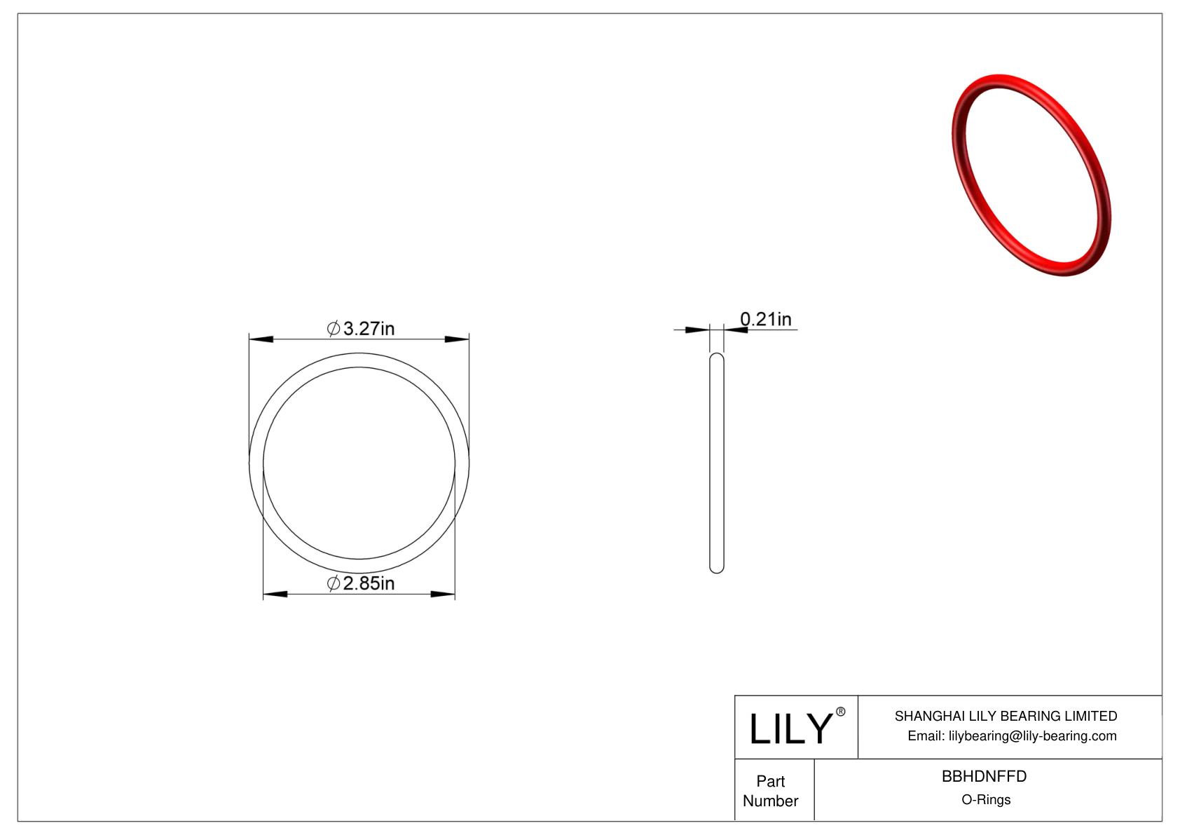 BBHDNFFD High Temperature O-Rings Round cad drawing