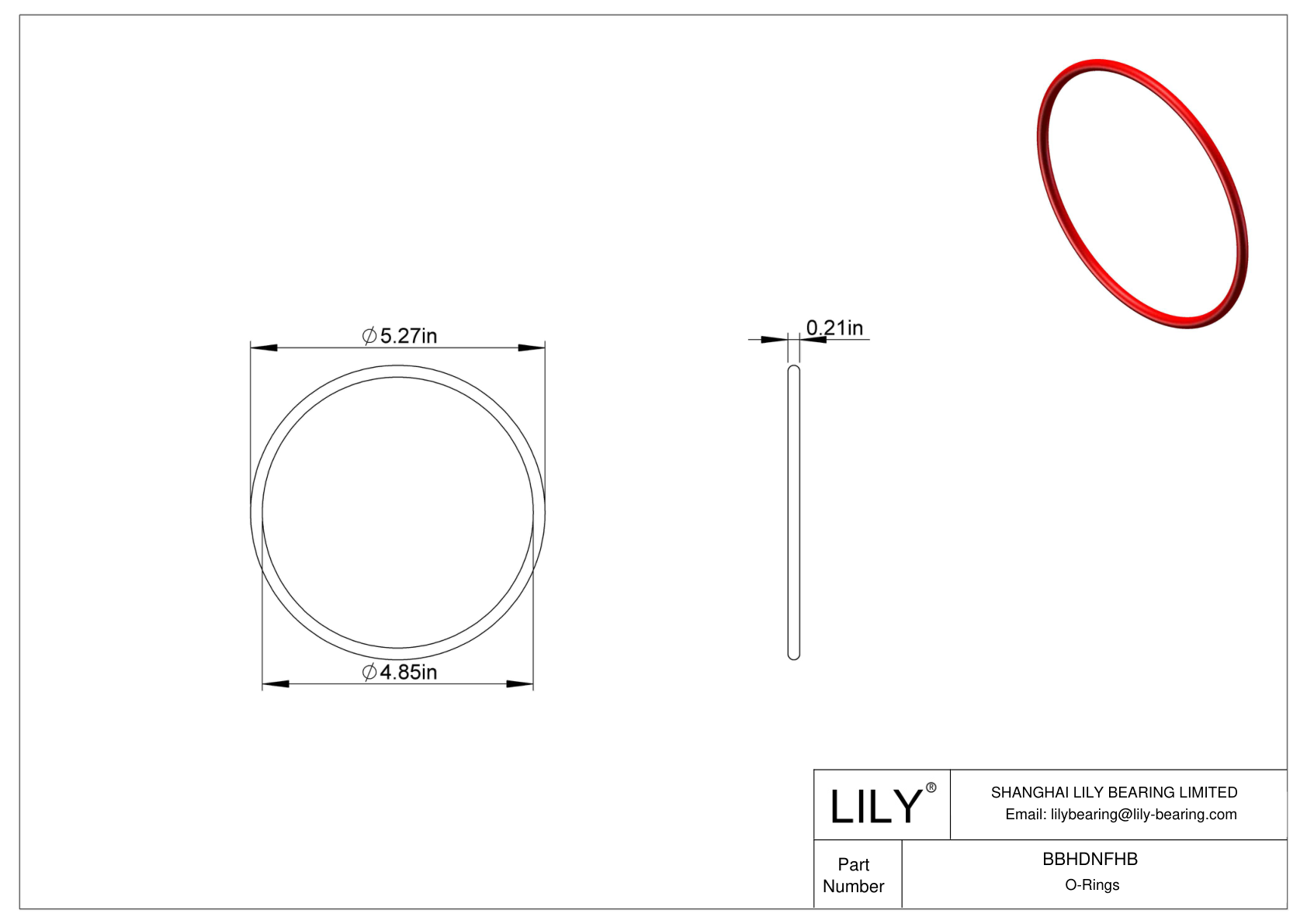 BBHDNFHB High Temperature O-Rings Round cad drawing