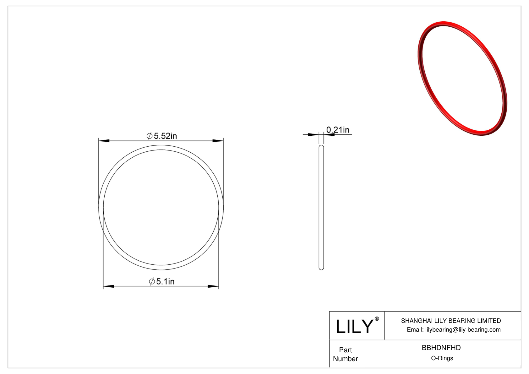 BBHDNFHD High Temperature O-Rings Round cad drawing
