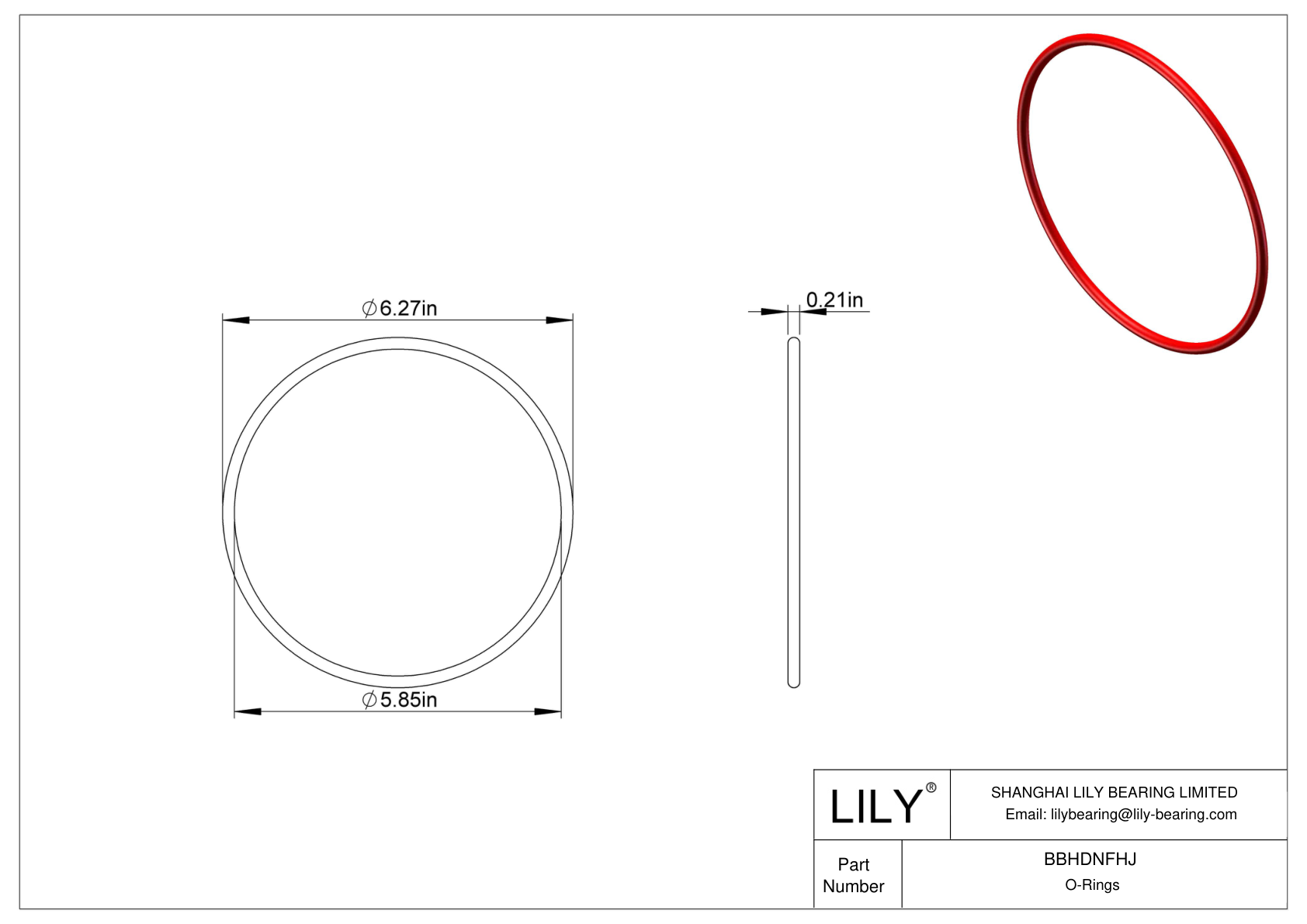 BBHDNFHJ High Temperature O-Rings Round cad drawing