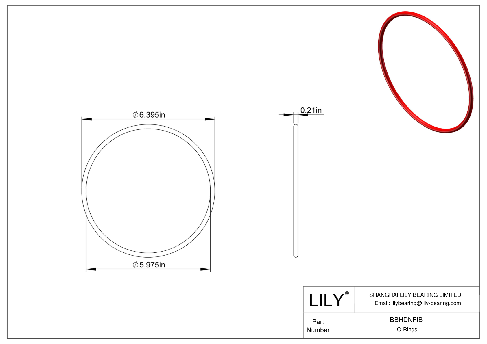 BBHDNFIB High Temperature O-Rings Round cad drawing