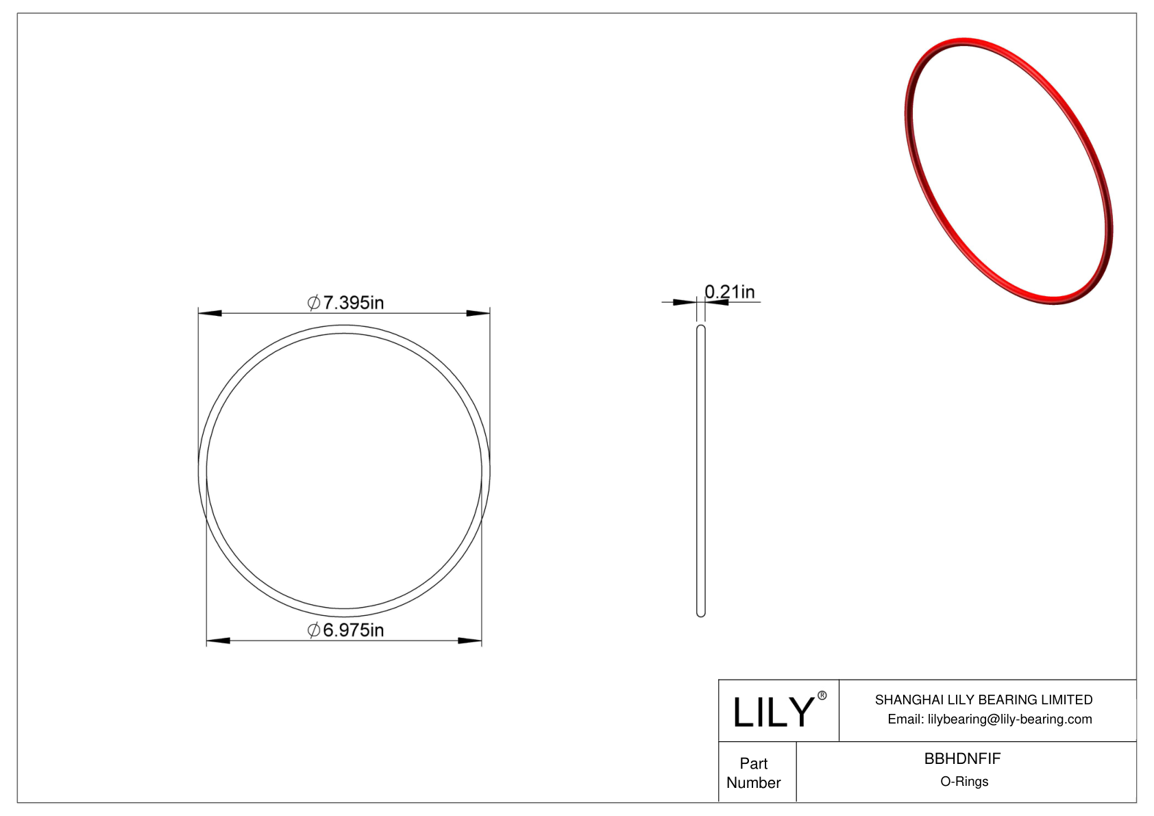 BBHDNFIF High Temperature O-Rings Round cad drawing
