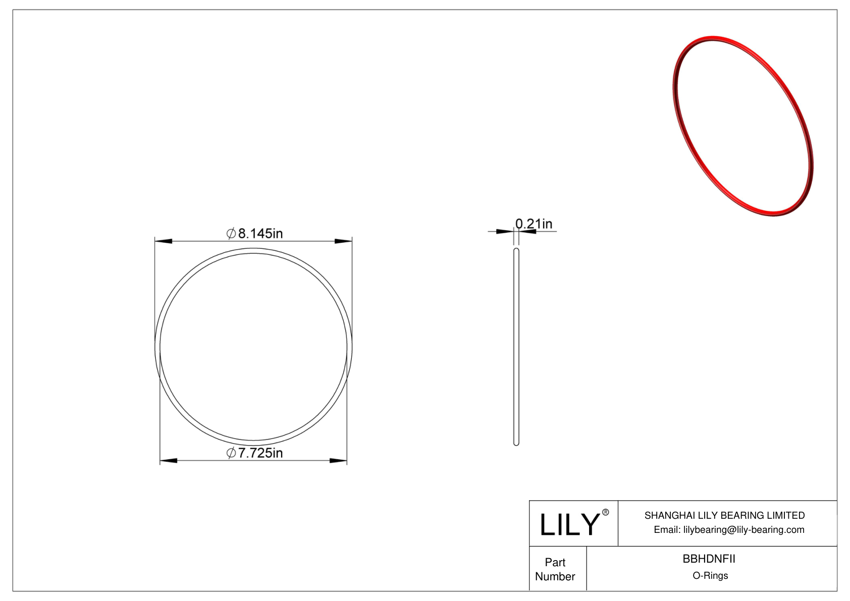 BBHDNFII High Temperature O-Rings Round cad drawing