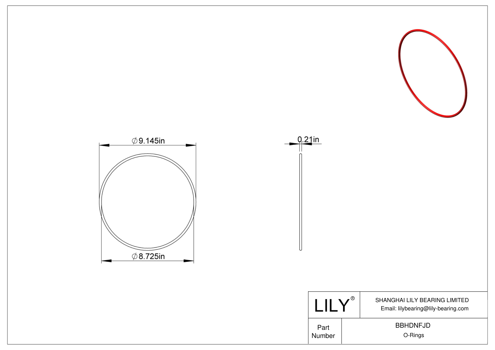 BBHDNFJD High Temperature O-Rings Round cad drawing