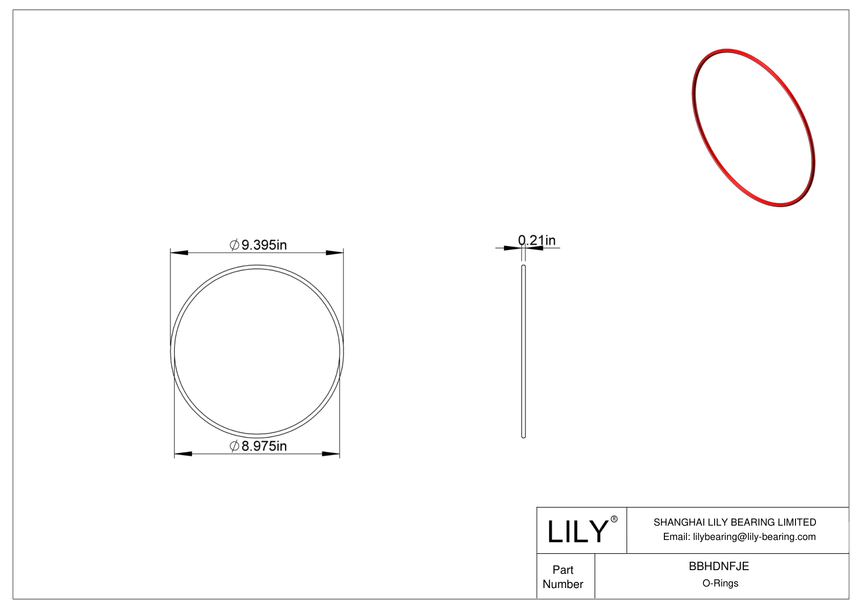 BBHDNFJE High Temperature O-Rings Round cad drawing