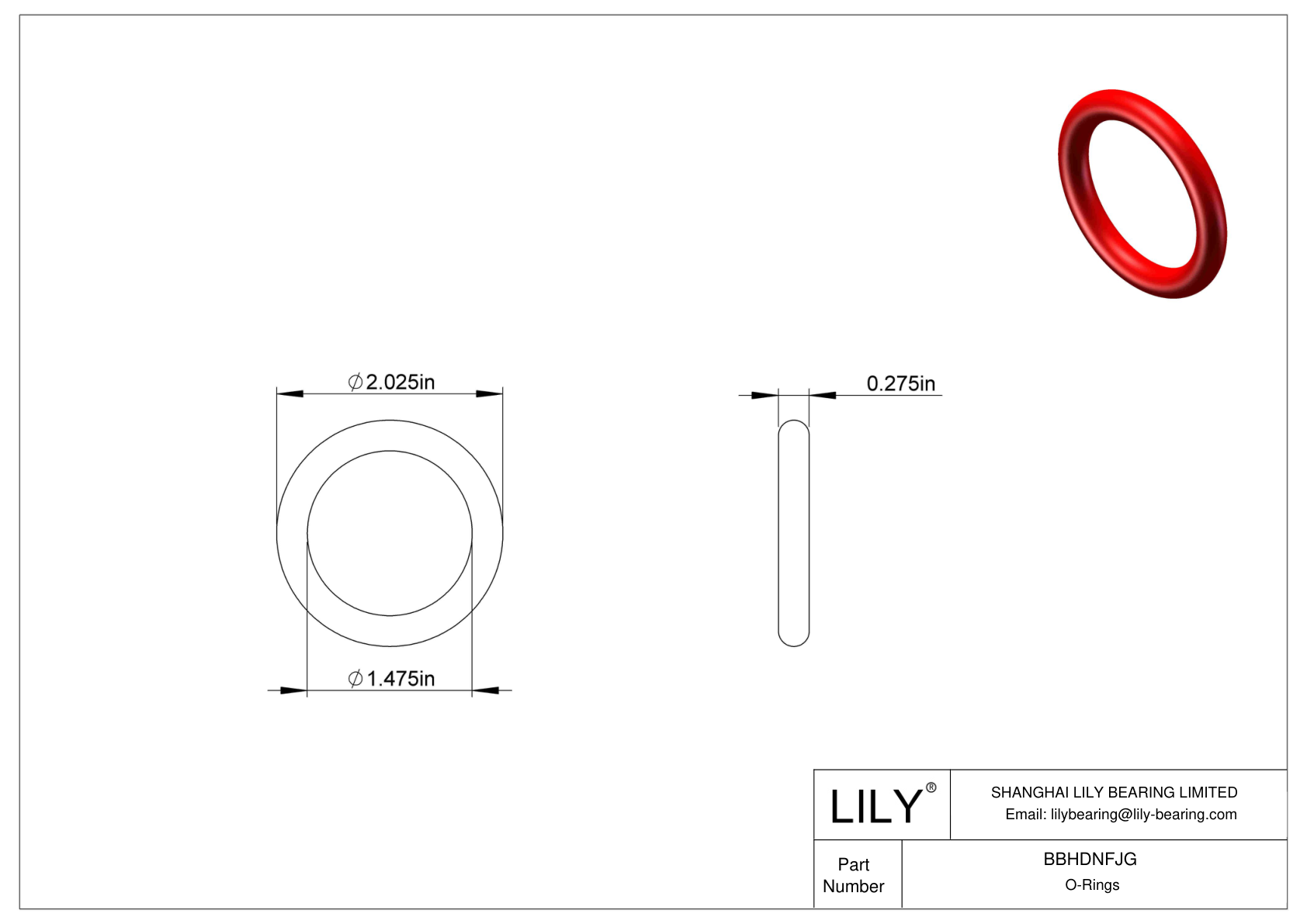 BBHDNFJG High Temperature O-Rings Round cad drawing