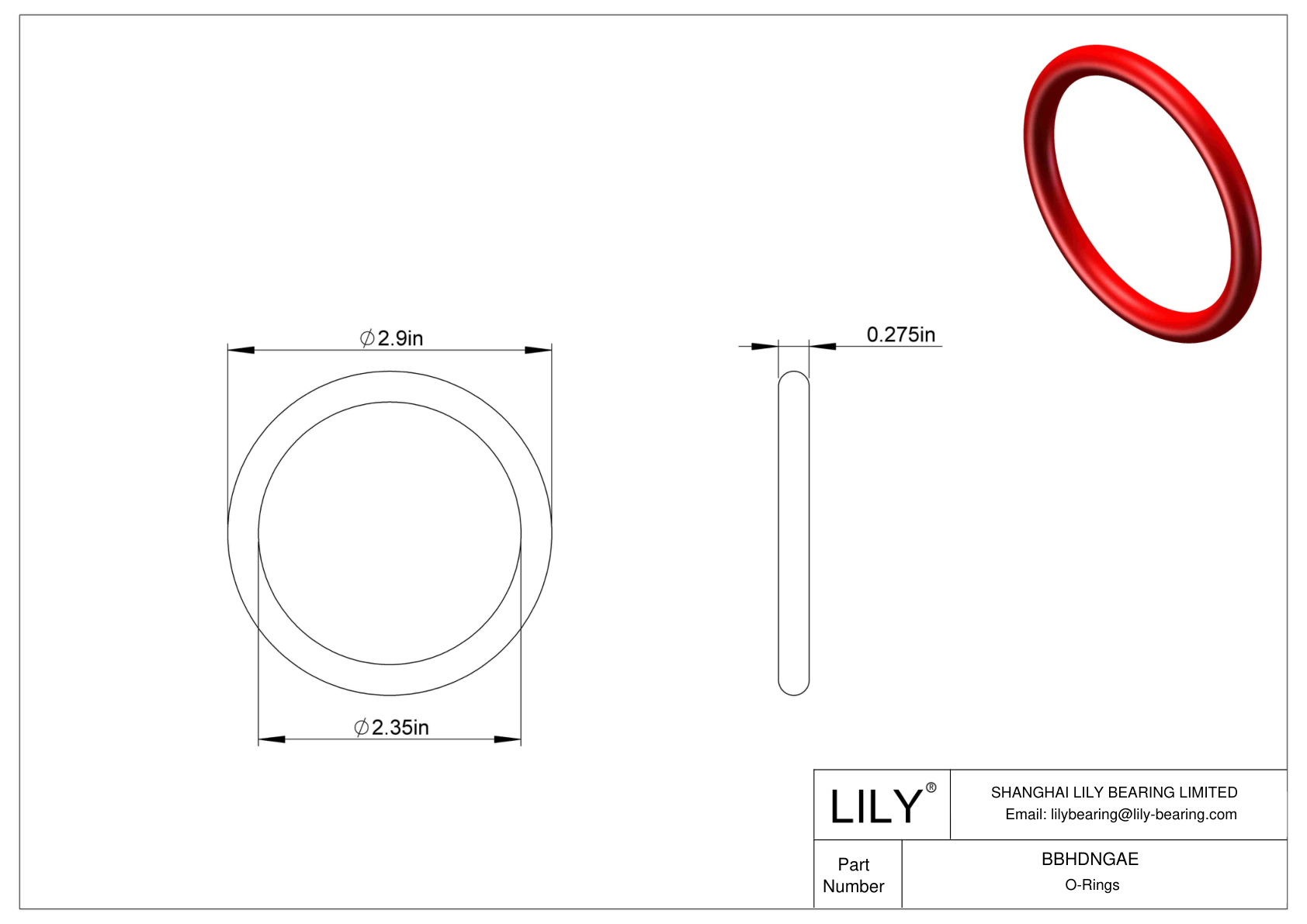 BBHDNGAE High Temperature O-Rings Round cad drawing