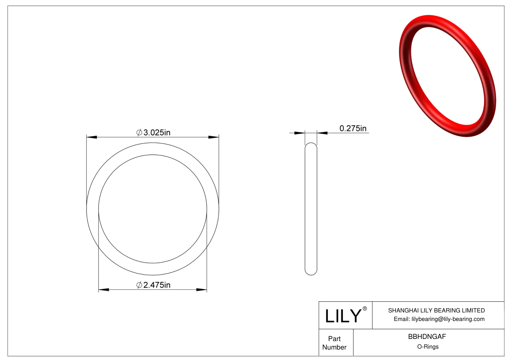 BBHDNGAF High Temperature O-Rings Round cad drawing
