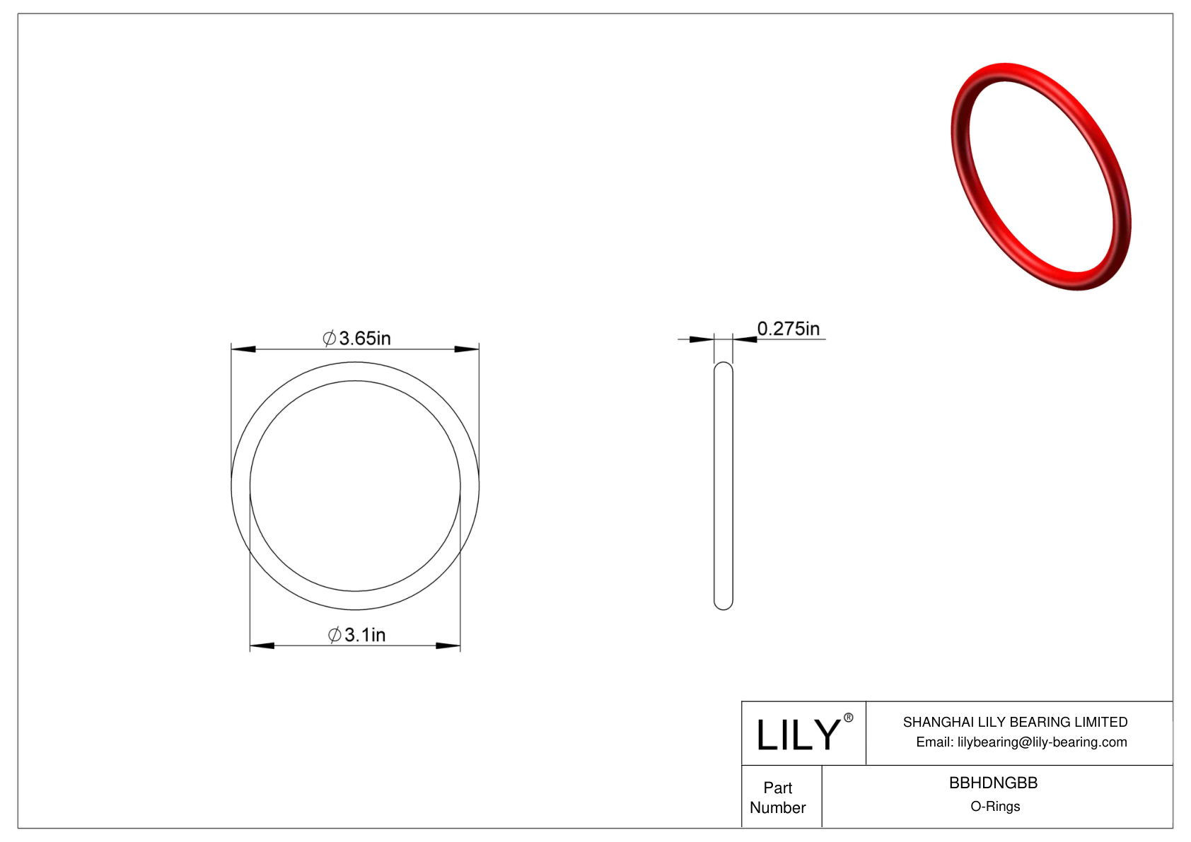 BBHDNGBB High Temperature O-Rings Round cad drawing