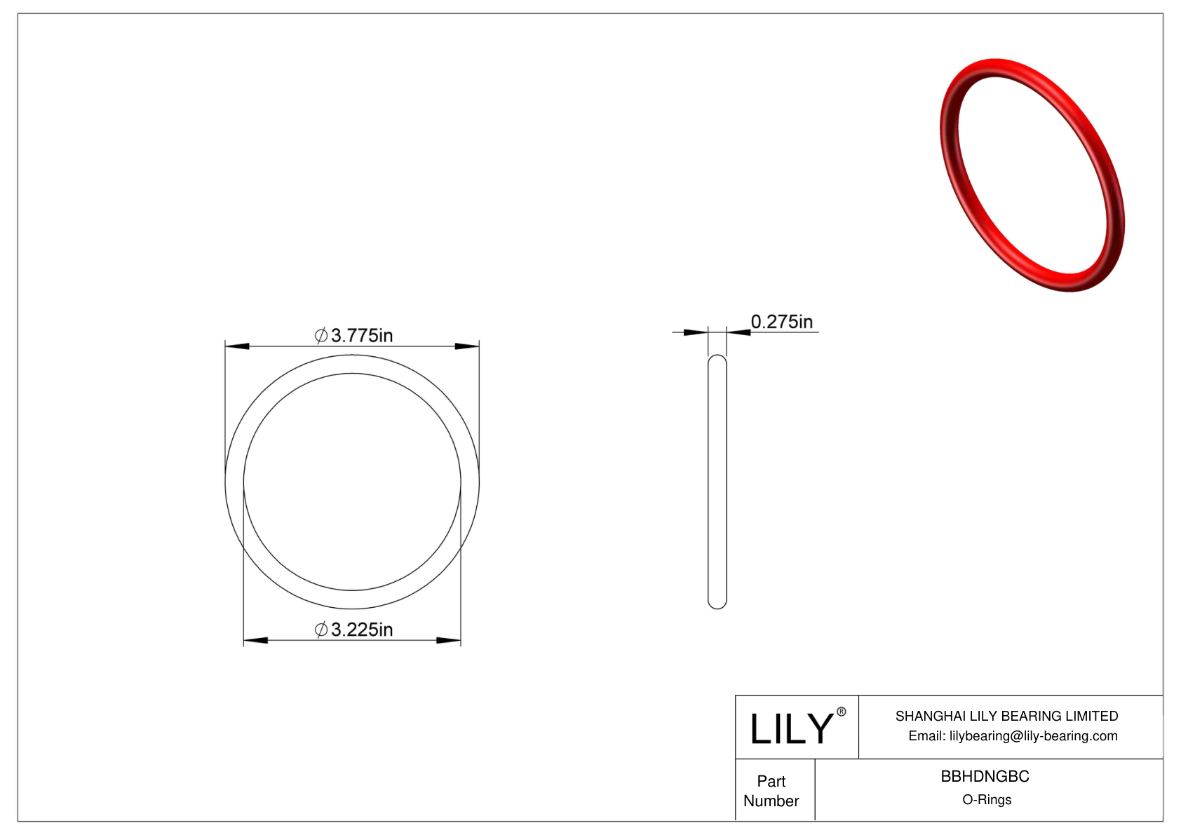 BBHDNGBC High Temperature O-Rings Round cad drawing