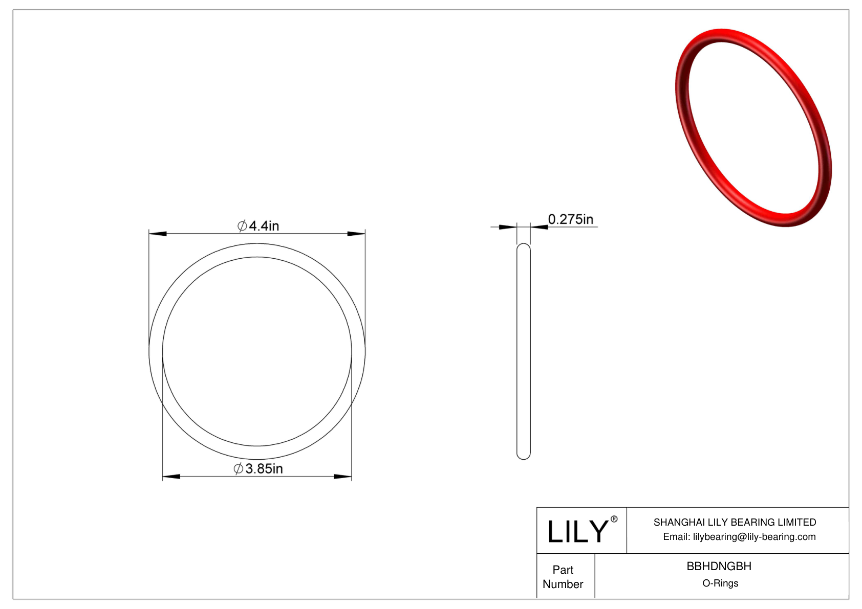BBHDNGBH High Temperature O-Rings Round cad drawing