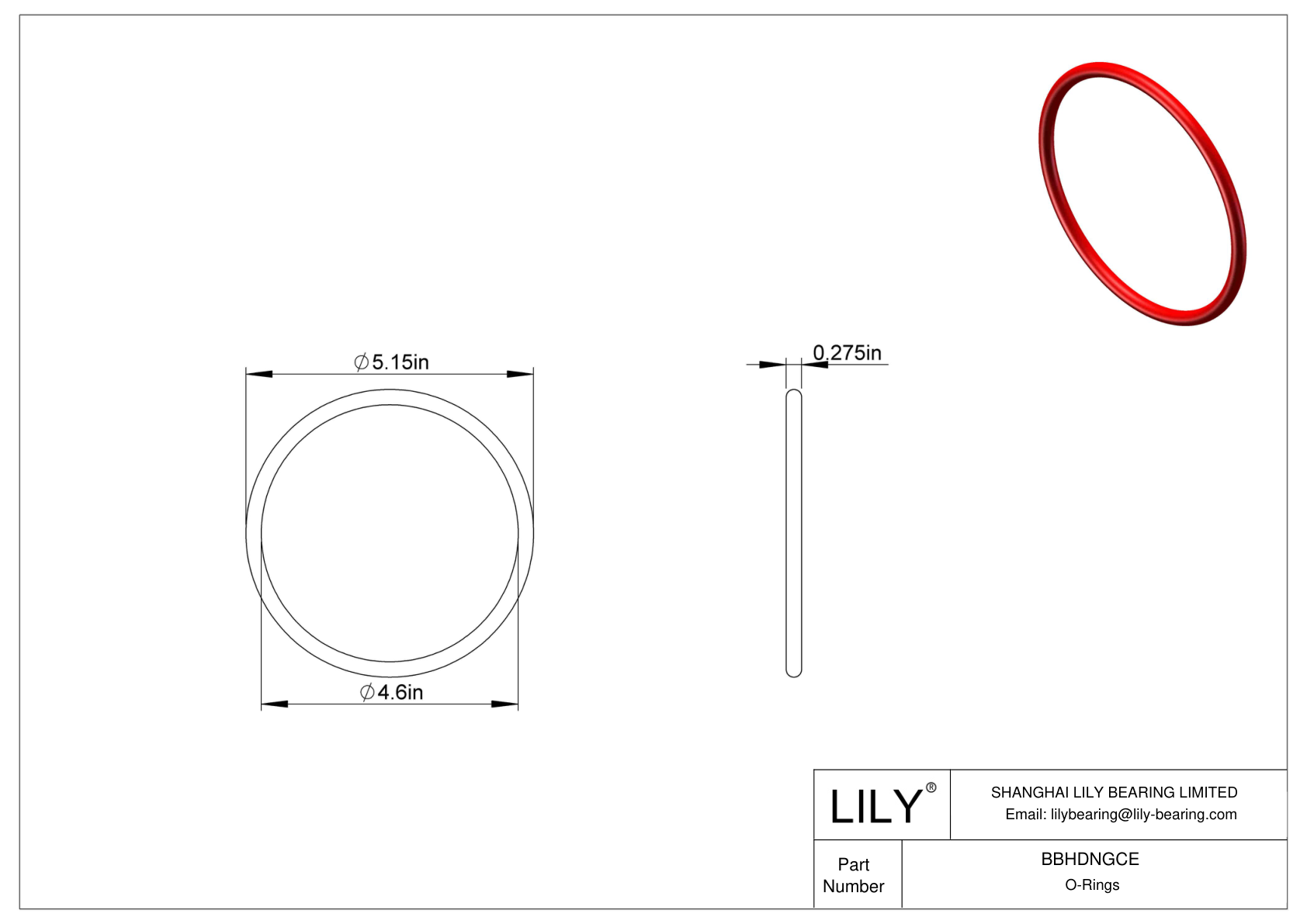 BBHDNGCE High Temperature O-Rings Round cad drawing