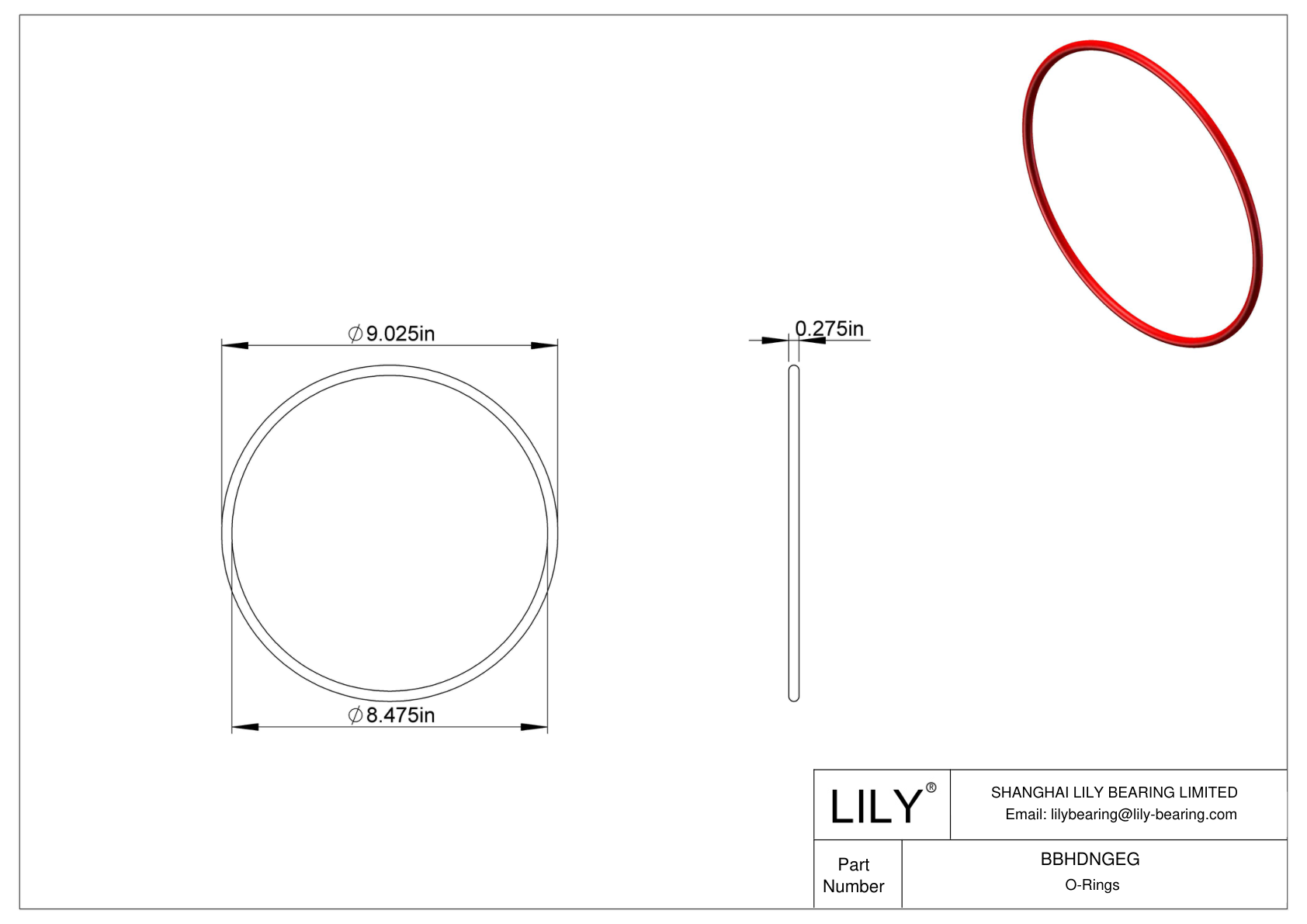 BBHDNGEG High Temperature O-Rings Round cad drawing