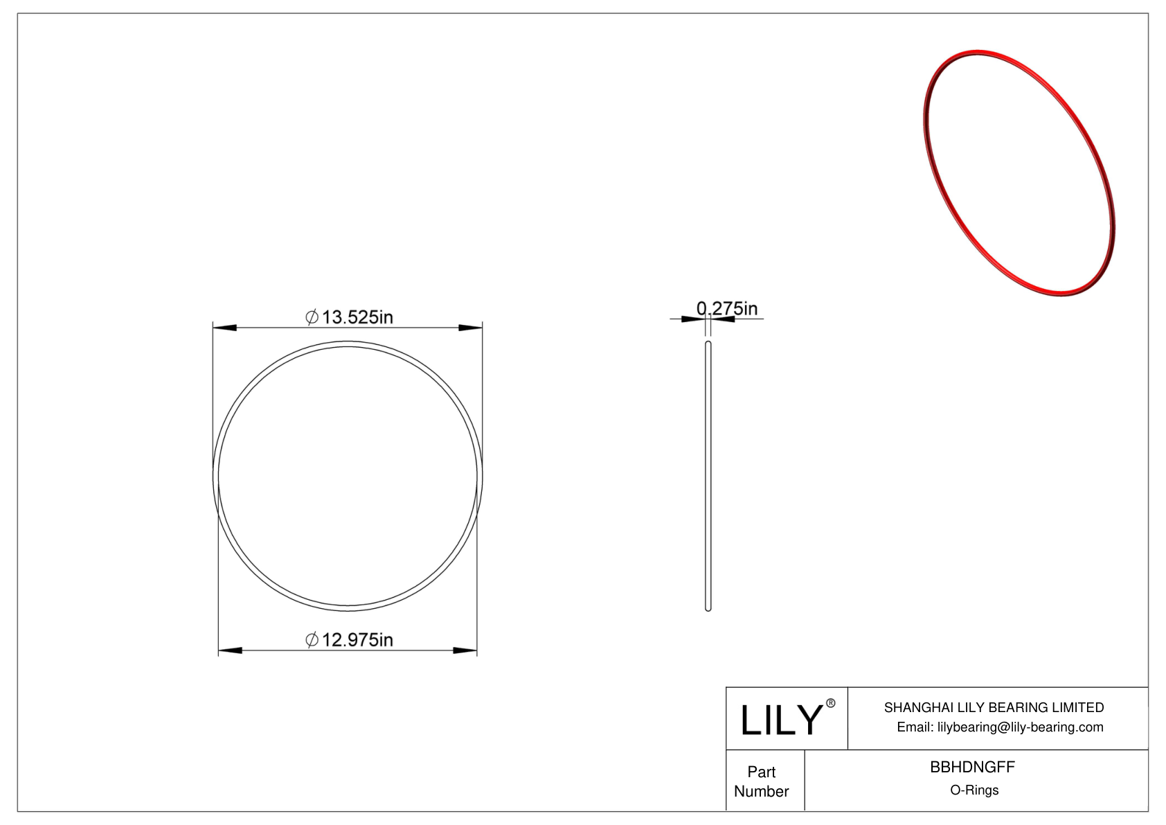 BBHDNGFF High Temperature O-Rings Round cad drawing