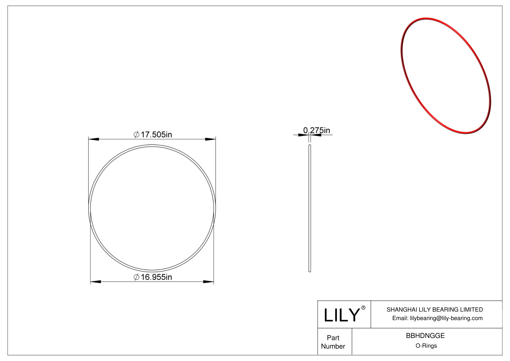 BBHDNGGE High Temperature O-Rings Round cad drawing