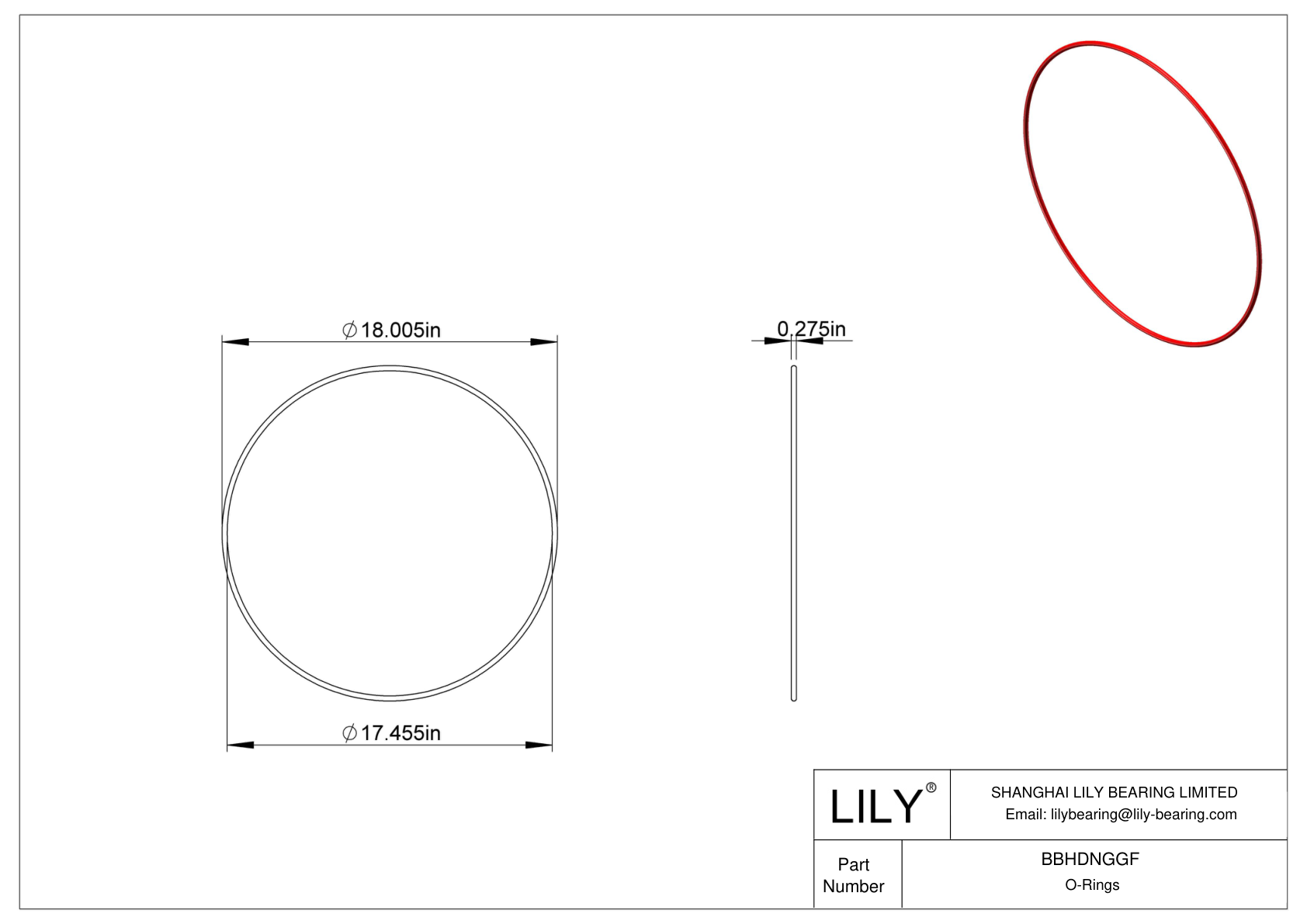 BBHDNGGF High Temperature O-Rings Round cad drawing