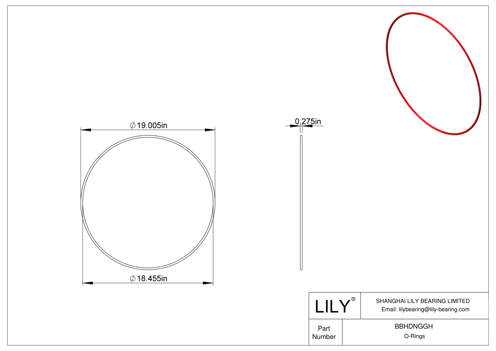 BBHDNGGH High Temperature O-Rings Round cad drawing