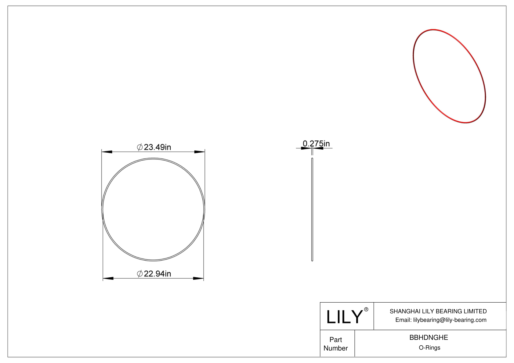 BBHDNGHE High Temperature O-Rings Round cad drawing