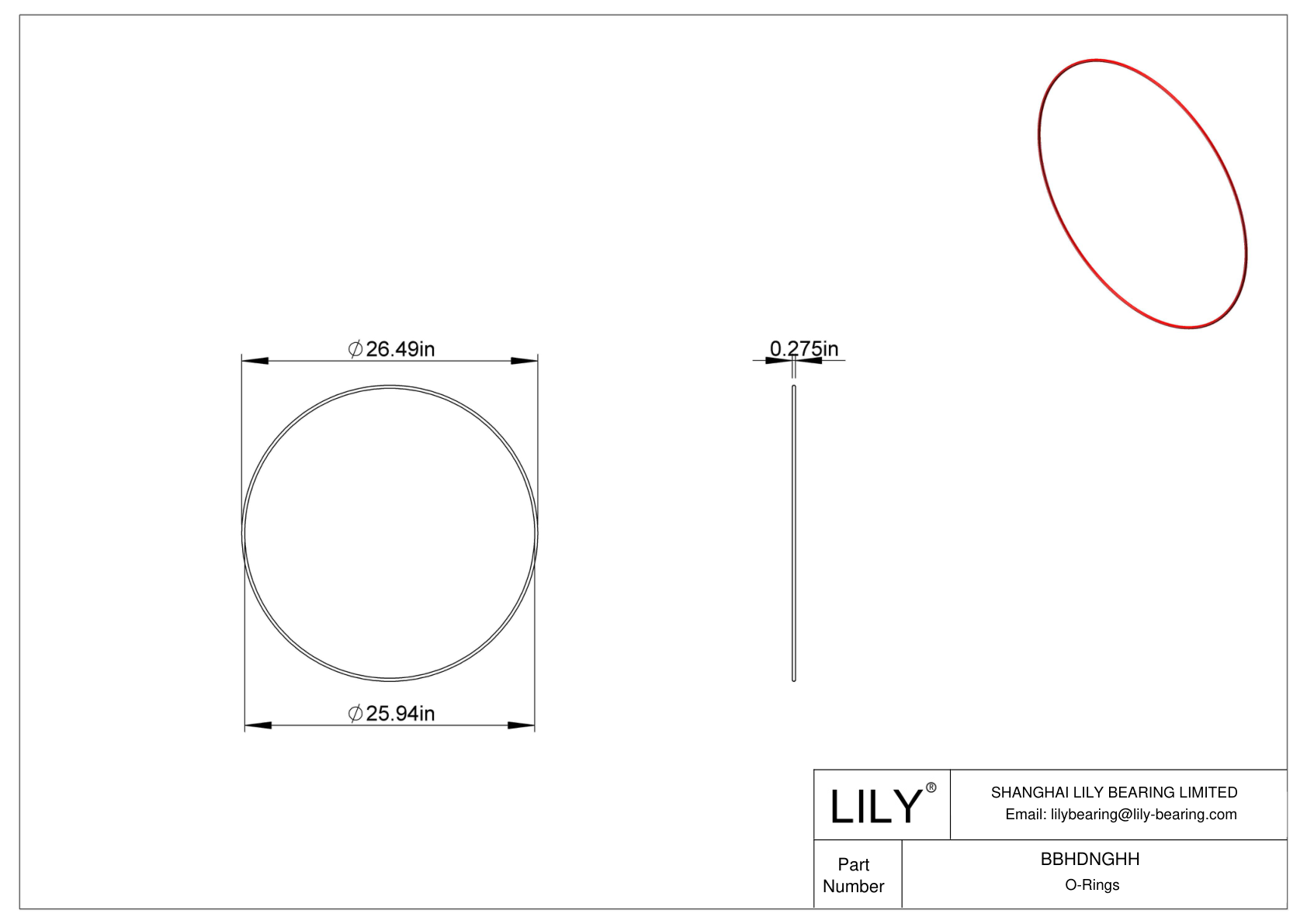 BBHDNGHH High Temperature O-Rings Round cad drawing