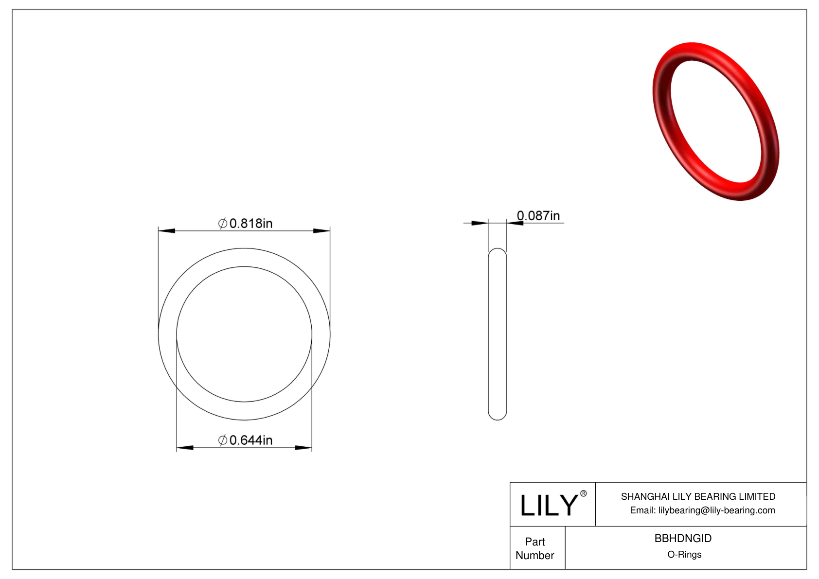 BBHDNGID High Temperature O-Rings Round cad drawing