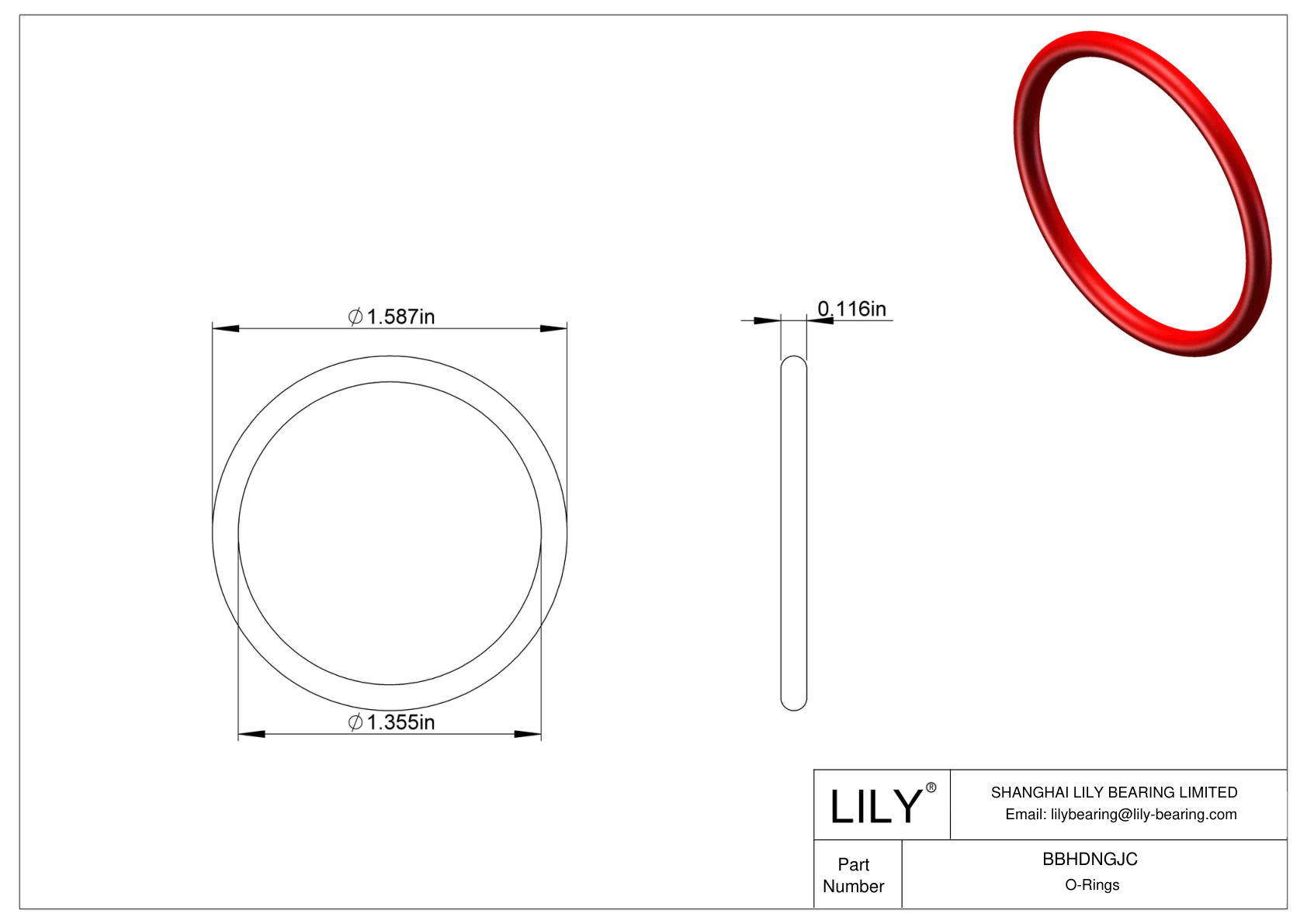 BBHDNGJC High Temperature O-Rings Round cad drawing
