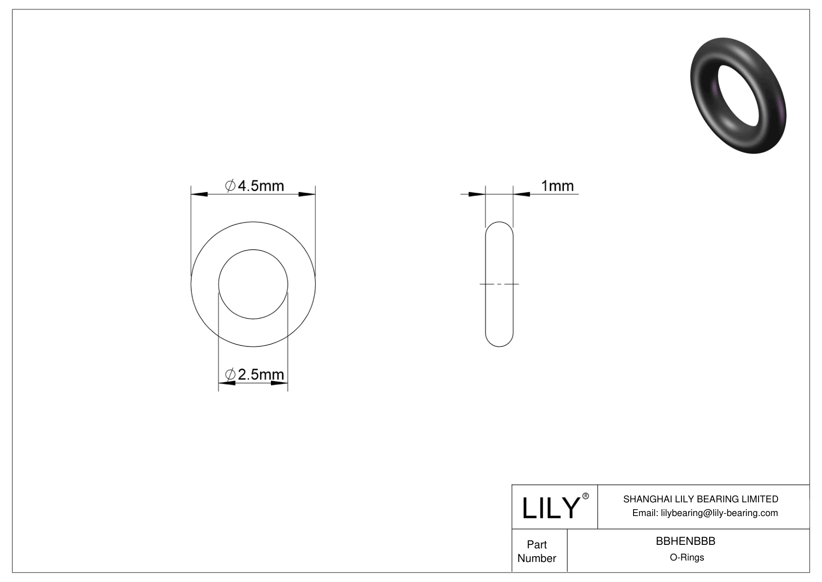 BBHENBBB Oil Resistant O-Rings Round cad drawing