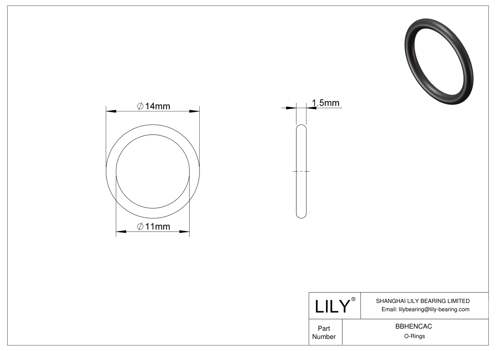 BBHENCAC Oil Resistant O-Rings Round cad drawing
