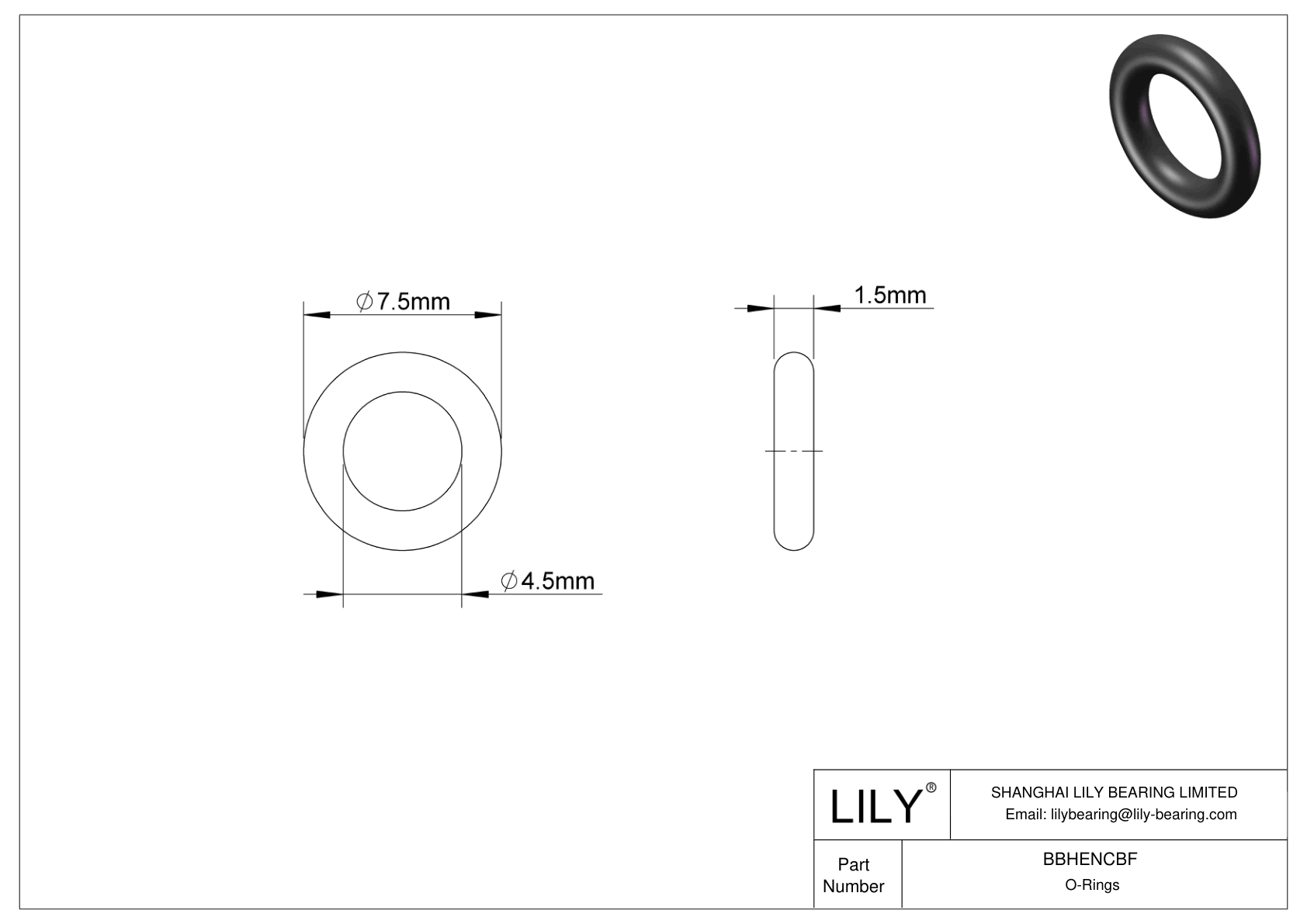 BBHENCBF Oil Resistant O-Rings Round cad drawing