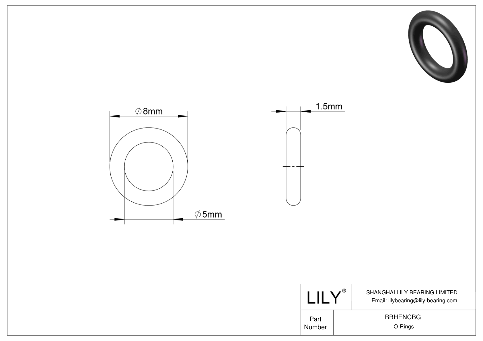 BBHENCBG Oil Resistant O-Rings Round cad drawing