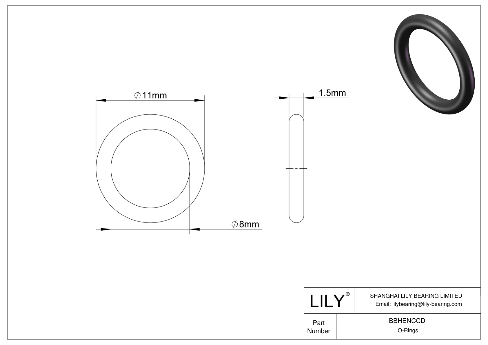 BBHENCCD Oil Resistant O-Rings Round cad drawing