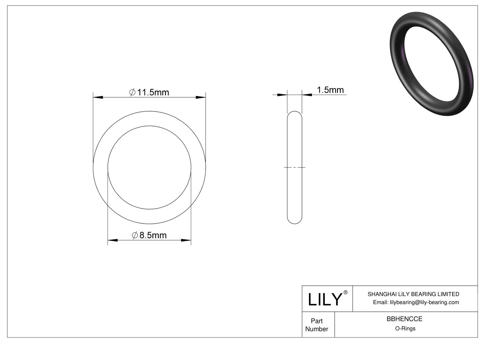 BBHENCCE Oil Resistant O-Rings Round cad drawing